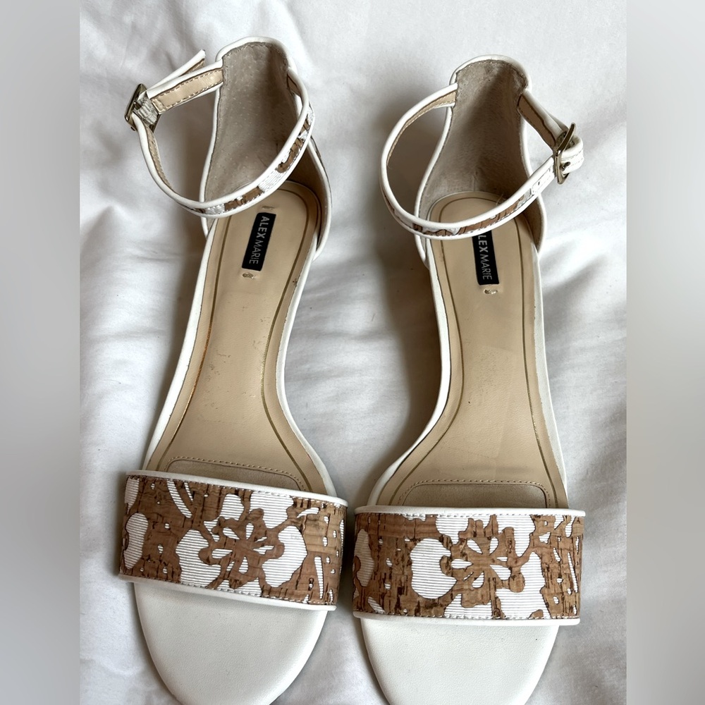 Alex Marie Tan and brown wedge sandal size 9 1/2